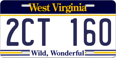 WV license plate 2CT160