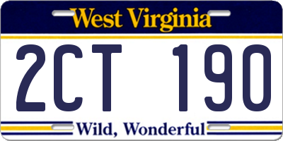 WV license plate 2CT190