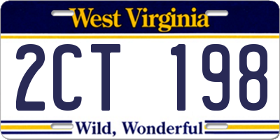 WV license plate 2CT198