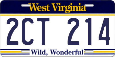 WV license plate 2CT214