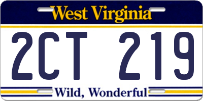 WV license plate 2CT219