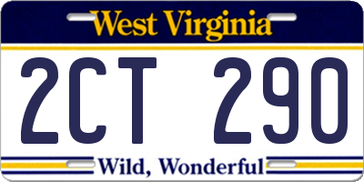 WV license plate 2CT290
