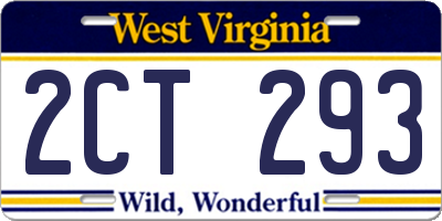 WV license plate 2CT293