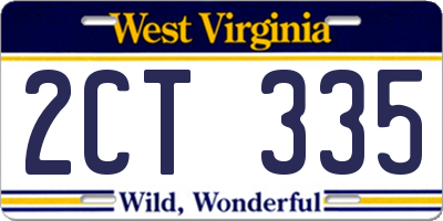 WV license plate 2CT335