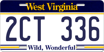 WV license plate 2CT336