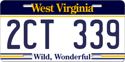 WV license plate 2CT339