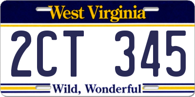 WV license plate 2CT345