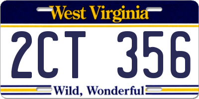 WV license plate 2CT356
