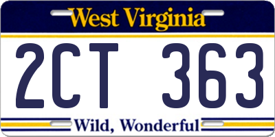 WV license plate 2CT363