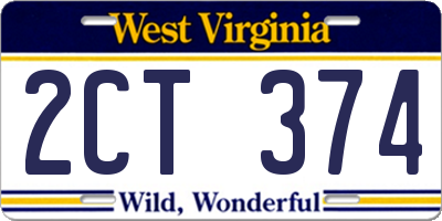 WV license plate 2CT374