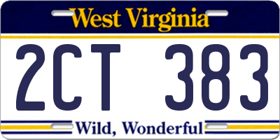 WV license plate 2CT383