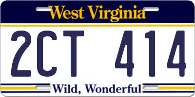 WV license plate 2CT414