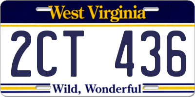 WV license plate 2CT436
