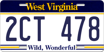 WV license plate 2CT478