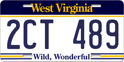 WV license plate 2CT489