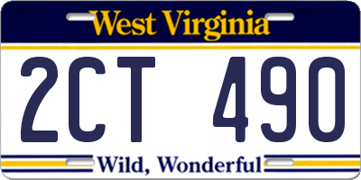 WV license plate 2CT490