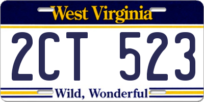 WV license plate 2CT523