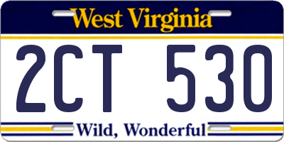 WV license plate 2CT530