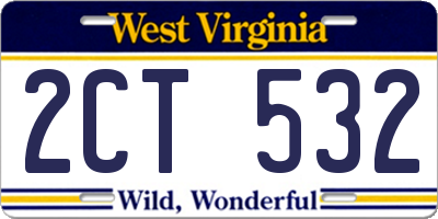 WV license plate 2CT532