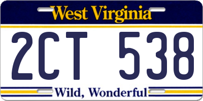 WV license plate 2CT538