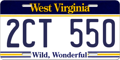 WV license plate 2CT550