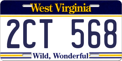 WV license plate 2CT568