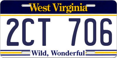 WV license plate 2CT706