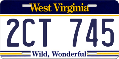 WV license plate 2CT745