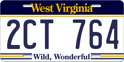WV license plate 2CT764