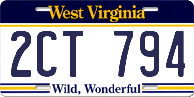 WV license plate 2CT794