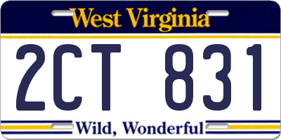 WV license plate 2CT831