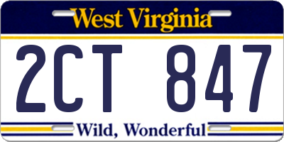 WV license plate 2CT847