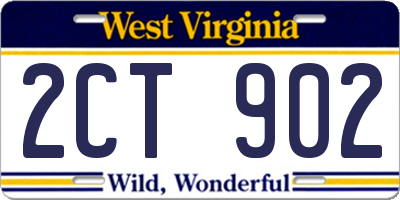 WV license plate 2CT902