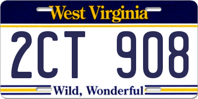 WV license plate 2CT908