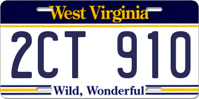 WV license plate 2CT910
