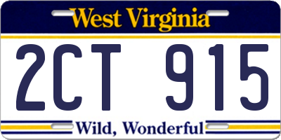 WV license plate 2CT915