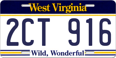 WV license plate 2CT916