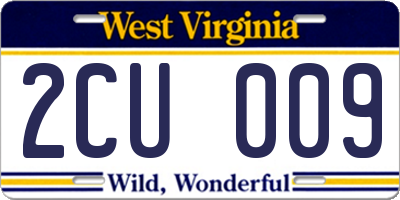 WV license plate 2CU009