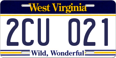 WV license plate 2CU021