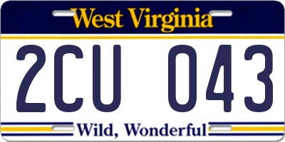 WV license plate 2CU043
