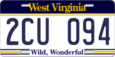 WV license plate 2CU094