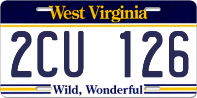 WV license plate 2CU126