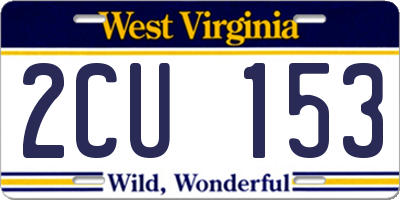 WV license plate 2CU153