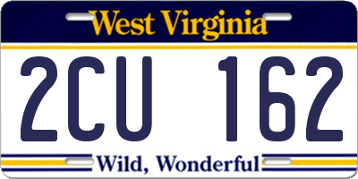 WV license plate 2CU162