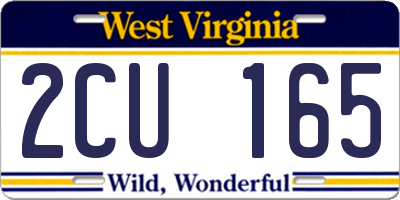 WV license plate 2CU165