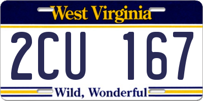 WV license plate 2CU167