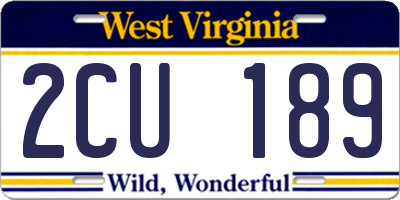 WV license plate 2CU189