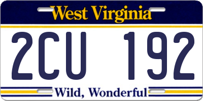 WV license plate 2CU192