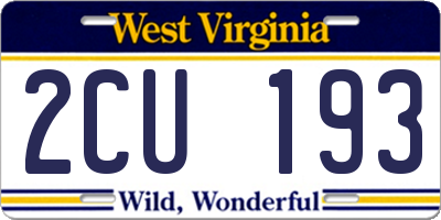 WV license plate 2CU193