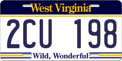 WV license plate 2CU198